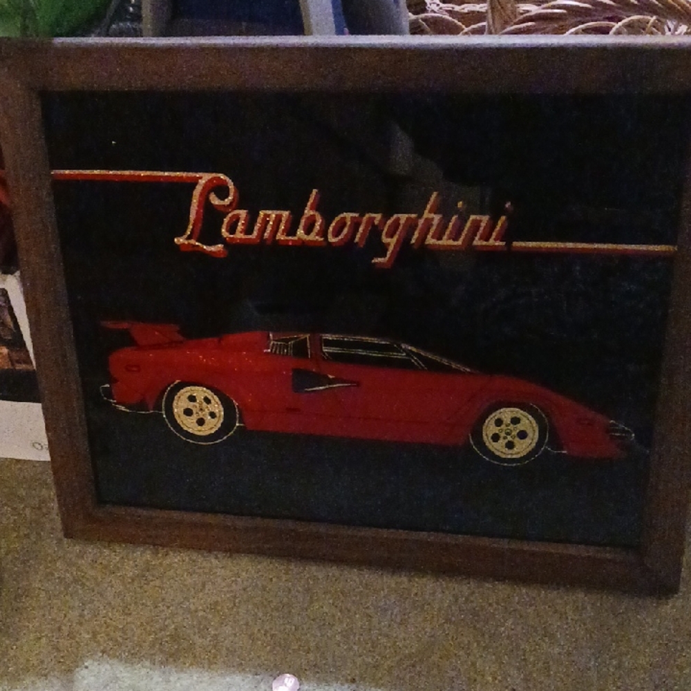 Lamborghini Artwork with Red Sports Car